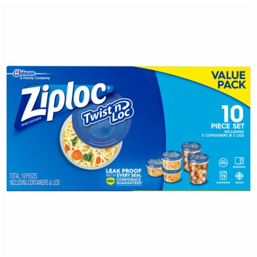 Ziploc Brand, Food Storage Containers with Lids, Twist 'n Loc, Medium  Round, 4 ct