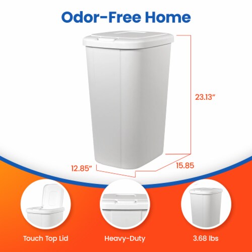 Hefty Touch Lid Trashcan - White Perspective: top