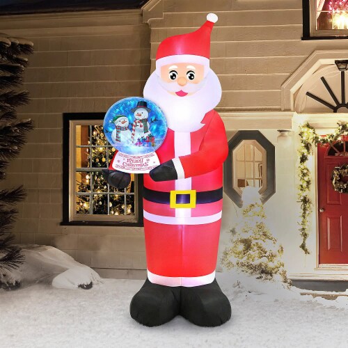 8ft Inflatable Santa Holding Swirling Lights Snow Globe Perspective: top