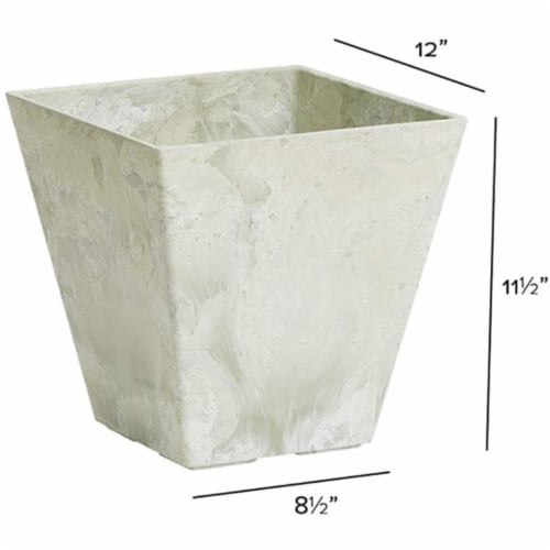 Novelty Artstone 11.5 x 12 in. Dia. Mint Resin & Stone Powder Ella Flower Pot Perspective: top