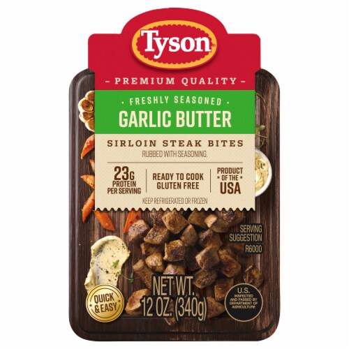 Tyson Freshly Seasoned Garlic Butter Sirlon Steak Bites, 12 oz
