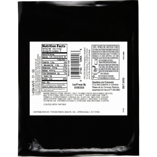 Tyson® Pork Medallions Chimichurri Perspective: top