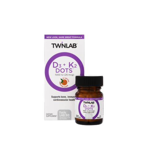 Twinlab D3 K2 Dots 1000 Vitamins Tablets Perspective: top