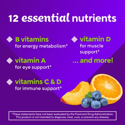 Vitafusion™ MultiVites Natural Berry Peach & Orange Flavor Multivitamin Gummies Perspective: top