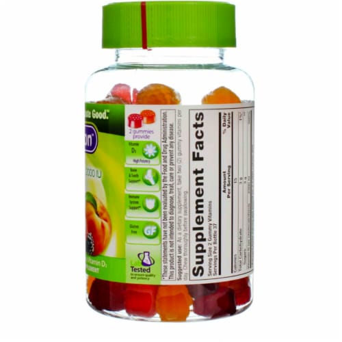 Vitafusion Vitamin D3 Gummy Vitamins Dietary Supplement, Peach/Blackberry/Strawberry, 75 Ct Perspective: top