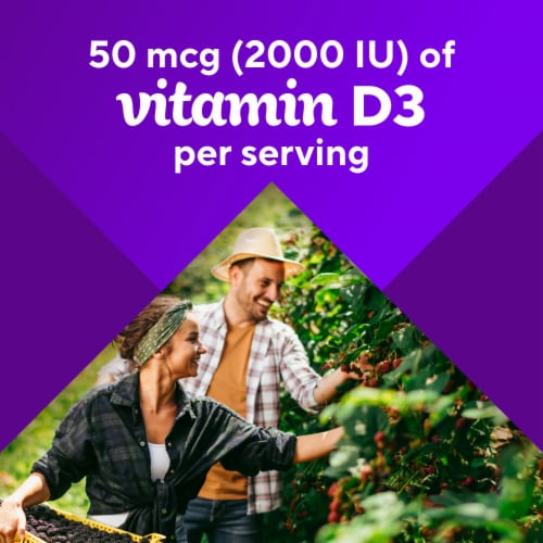 vitafusion Vitamin D3 Peach and Berry Flavored Gummy Vitamin Bone and Immune Support 50mcg Perspective: top
