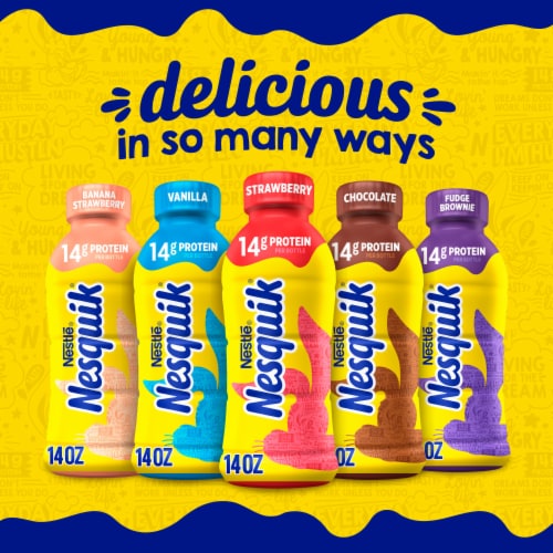 Nesquik Strawberry Milk Ready to Drink Low-fat Milk Perspective: top