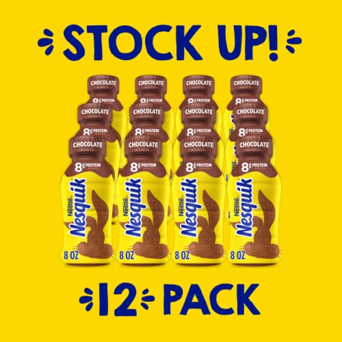 Nesquik Chocolate Milk Ready to Drink Low-fat Milk 12 Bulk Pack 8 fl oz Bottles Perspective: top