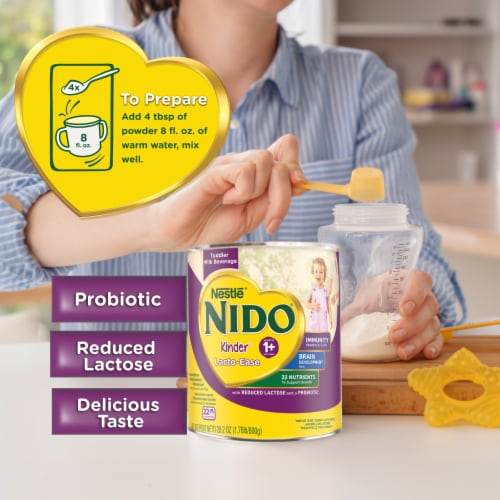 Nestle NIDO Lacto-Ease Toddler Powdered Milk Beverage - Canister - Toddler Drink Mix Perspective: top