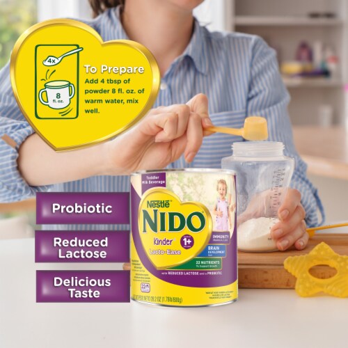 Nestle NIDO Lacto-Ease Toddler Powdered Milk Beverage - Canister - Toddler Drink Mix Perspective: top