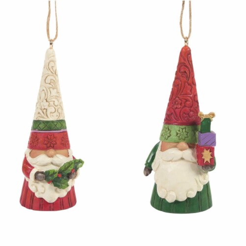 Jim Shore Mini Christmas Gnomes Set/3 Polyresin Ornaments 6009186 Perspective: top