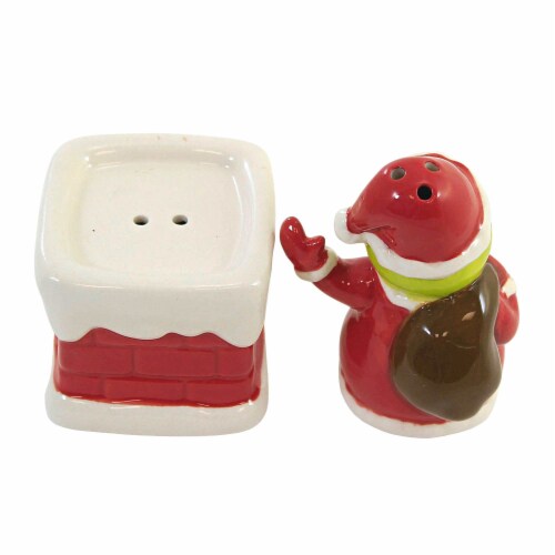 Tabletop Grinch Salt And Pepper Shaker Ceramic Santa Chimney Christmas 6009064 Perspective: top
