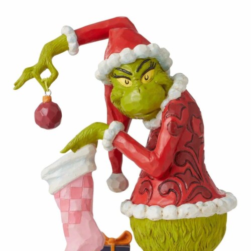 Jim Shore Grinch Stealing Ornament Polyresin Dr. Seuss Stocking 6010781 Perspective: top