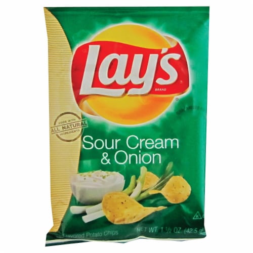 Lay's Sour Cream & Onion Potato Chips 1.5 oz. FRI44361 Perspective: top