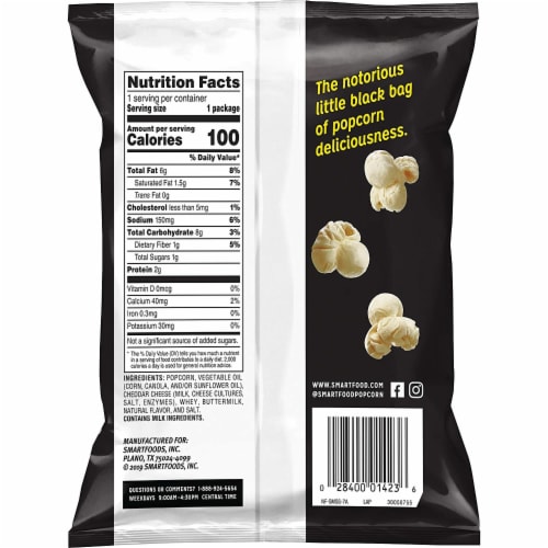 Smartfood White Cheddar Flavored Popcorn, .625 Ounce (40 Count) Perspective: top