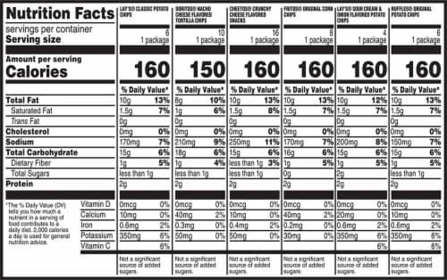 Frito-Lay® Classic Mix Chips Variety Pack Perspective: top