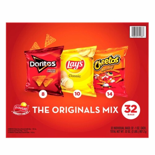 Frito Lay The Originals Chip and Snack Mix Variety Pack, 1 Ounce (Pack of 32) Perspective: top