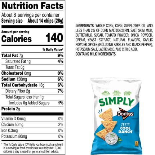 Simply™ Doritos® Zesty Cool Ranch® Flavored Tortilla Chips Perspective: top