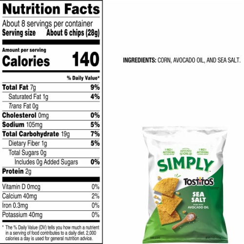 Tostitos® Simply Tortilla Chips Sea Salt Made With Avocado Oil Perspective: top