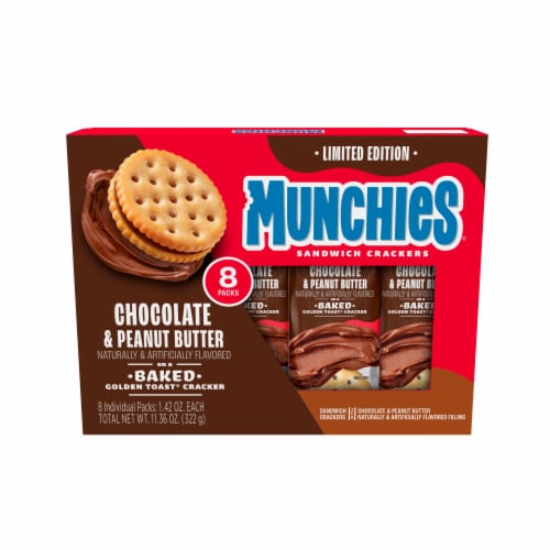 Munchies® Chocolate & Peanut Butter on Baked Golden Toast Cracker Packs Perspective: top