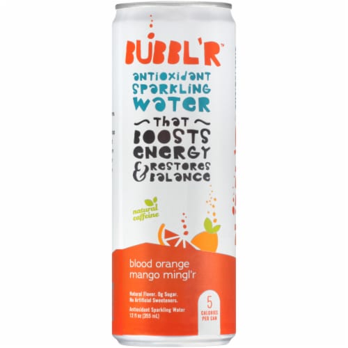 Bubbl'r Blood Orange Mango Mingl'r Antioxidant Sparkling Water Perspective: top