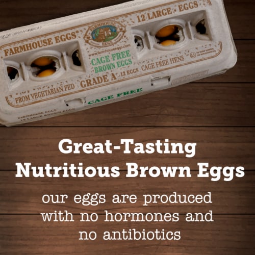 FARMHOUSE EGGS Large Brown Cage Free Eggs, 18 Count Perspective: top