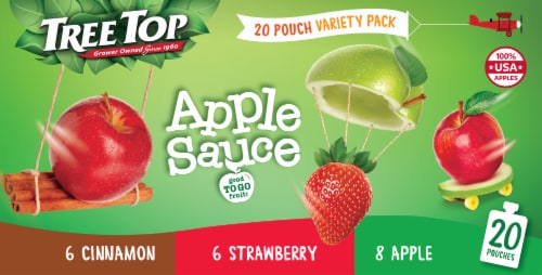 Tree Top Cinnamon Apple & Strawberry Apple Sauce Variety Pack Perspective: top