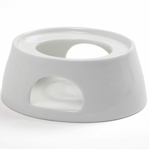 Norpro Porcelain Gravy Sauce Serving Boat with Stay Warm Candle Heated Stand - White Perspective: top