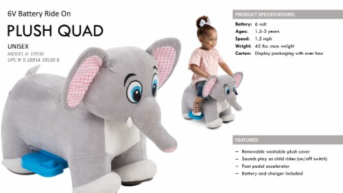 Huffy Elephant Plush Quad Perspective: top