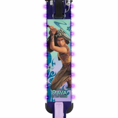 Huffy Disney's Raya Electro-Light 3 Wheeled Scooter - Purple/Teal Perspective: top
