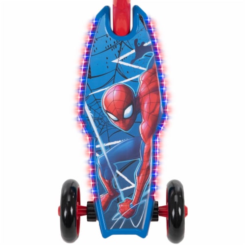 Huffy® Red/Blue Electrolight Spider-Man 3 Wheel Scooter Perspective: top