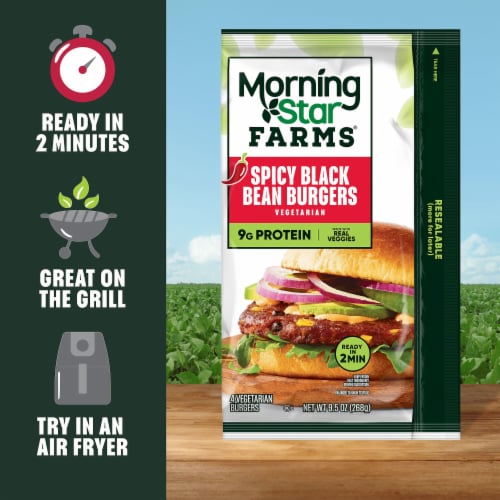MorningStar Farms® Spicy Black Bean Plant Based Veggie Burgers Perspective: top