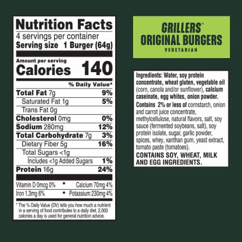 MorningStar Farms Grillers Original Veggie Burgers Perspective: top