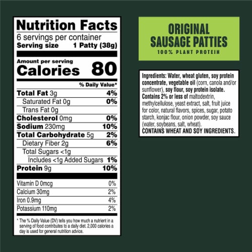 MorningStar Farms® Veggie Breakfast Original Vegan Sausage Patties Perspective: top