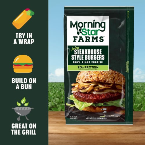 MorningStar Farms® Steakhouse Style Plant Based Veggie Burgers Perspective: top