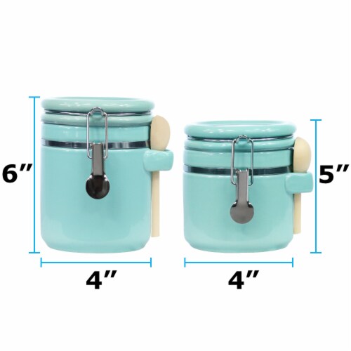 Blue Donuts 40 Oz Ceramic Airtight Food Storage Jar with Lid and