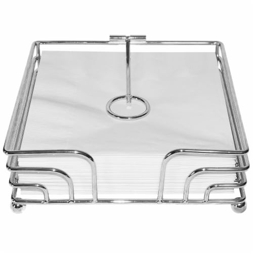 Blue Donuts Napkin Holder Flat Wire - Chrome Perspective: top