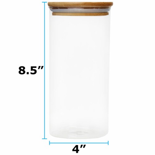 Blue Donuts Glass  40 Oz Food Storage Containers with Wood Airtight Lids Perspective: top