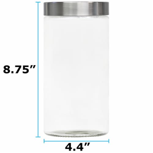 Blue Donuts 50 OZ Glass Kitchen Canister Food Storage Jars With The Silver Screw Lid Perspective: top