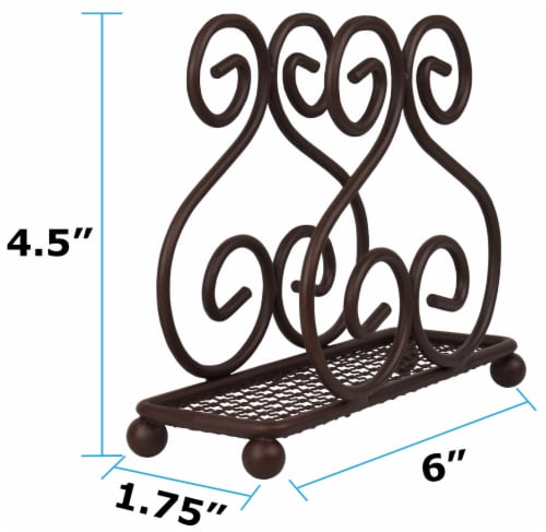 Blue Donuts Scroll Collection Steel Napkin Holder Freestanding for Kitchen Countertop, Bronze Perspective: top