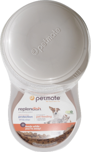 Petmate® Replendish® Pet Feeder Waterer With Microban - Pearl Silver Gray Perspective: top