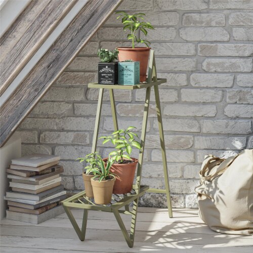 Wallflower Plant Stand, Olive Green Perspective: top