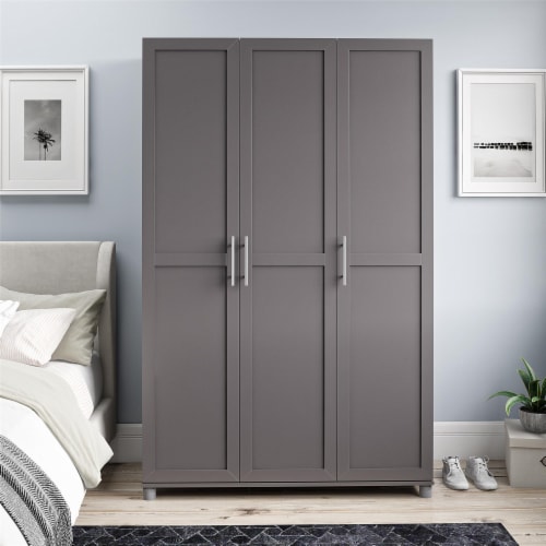 Camberly Framed 3 Door Wardrobe, Graphite Gray Perspective: top