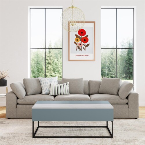 Cortney's Collection Perry Lift-Top Coffee Table, Powder Blue Perspective: top