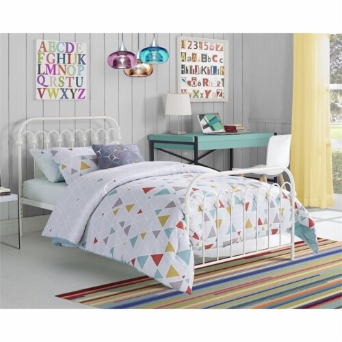 Novogratz Bright Pop Twin Metal Bed in White Perspective: top