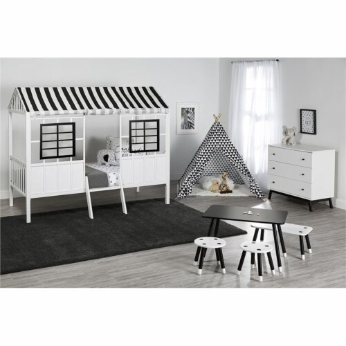 Little Seeds Rowan Valley Forest Twin Loft Bed in Black & White Perspective: top