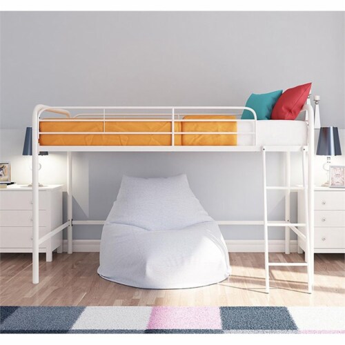 DHP Junior Twin Metal Loft Bed in White 1 Kroger