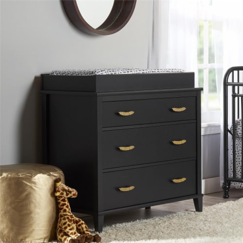 Little Seeds Monarch Hill Hawken 3 Drawer Changing Table with Gold Feather Drawer Pull Black 19.10 x 35.59 x 36.07 Gerbes Super Markets