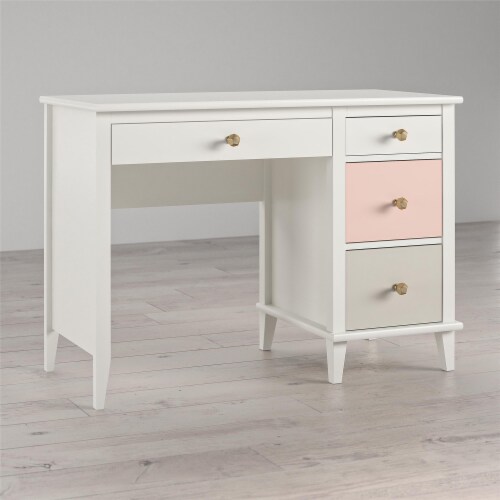 Little Seeds Monarch Hill Poppy Kids White Desk Peach and Taupe