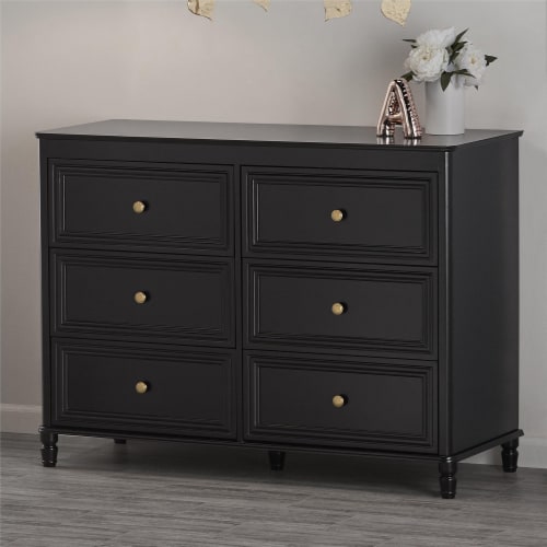 Piper 6 Drawer Dresser, Black Perspective: top